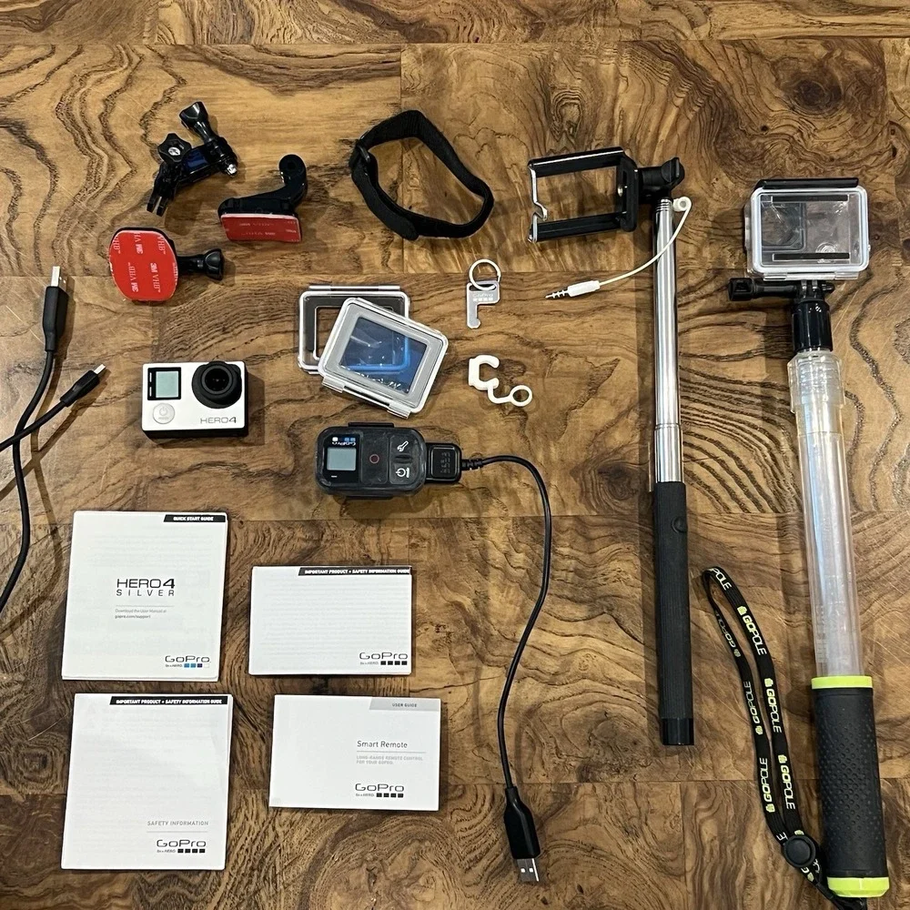 GoPro Hero4 Silver Action Camera Bundle Smart Remote GoPole Mounts